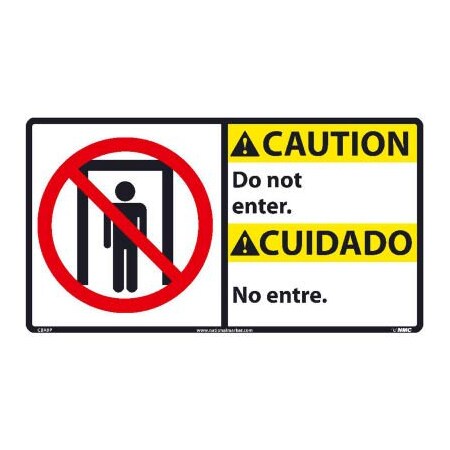 National Marker Co Bilingual Vinyl Sign - Caution Do Not Enter CBA9P